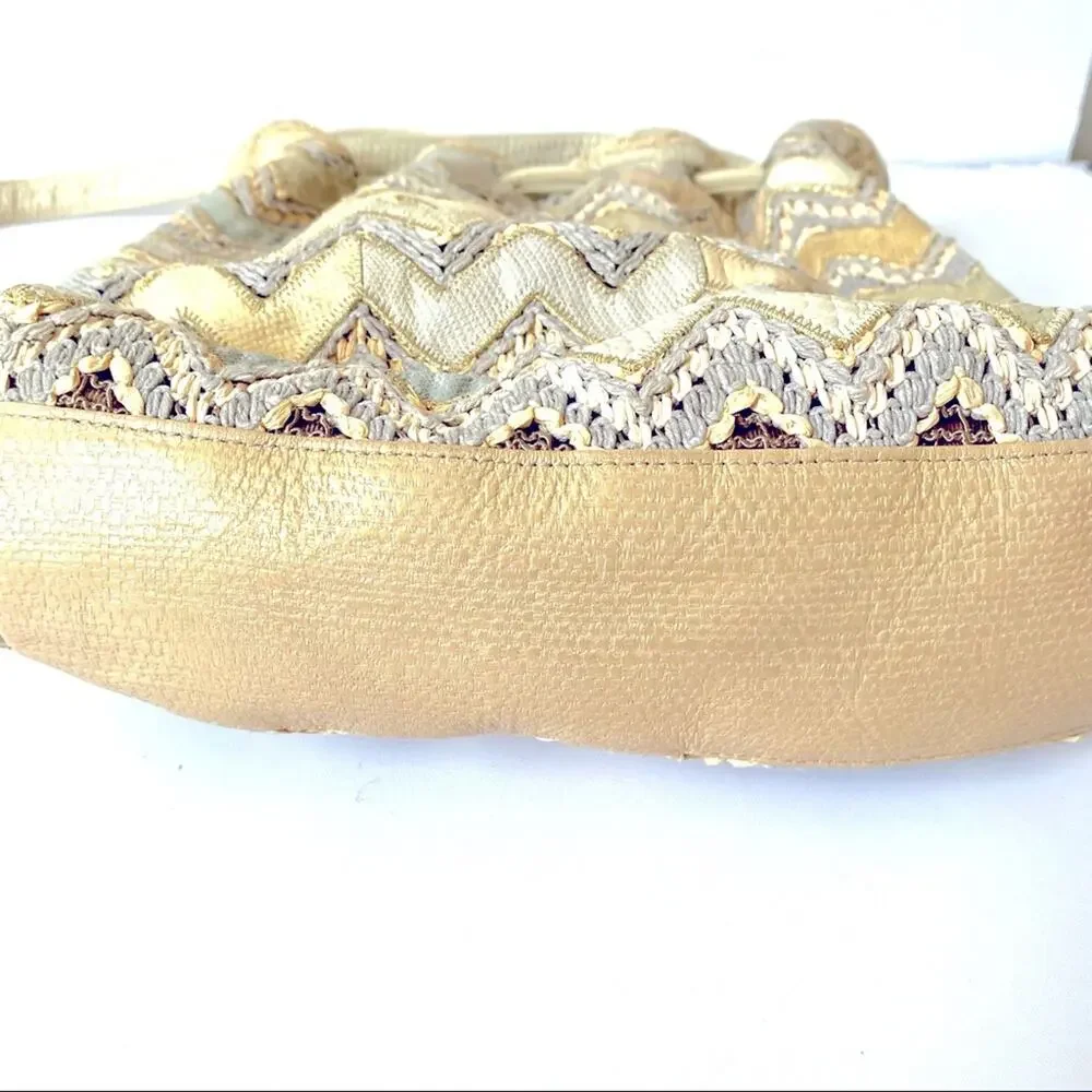 Sharif Vintage Chevron Zig Zag Leather Drawstring